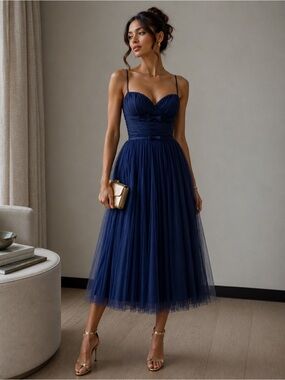 NWT Alex & Sophia Tulle Midi Dress Juniors Sz 5/6 Macy’s cocktail $159 Formal